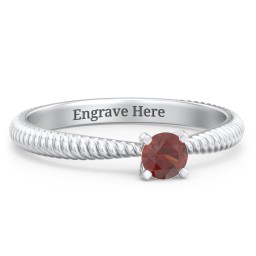 1/4 ct. Round Gemstone Engagement Ring with Twisted Rope Band in 925 Sterling Silver