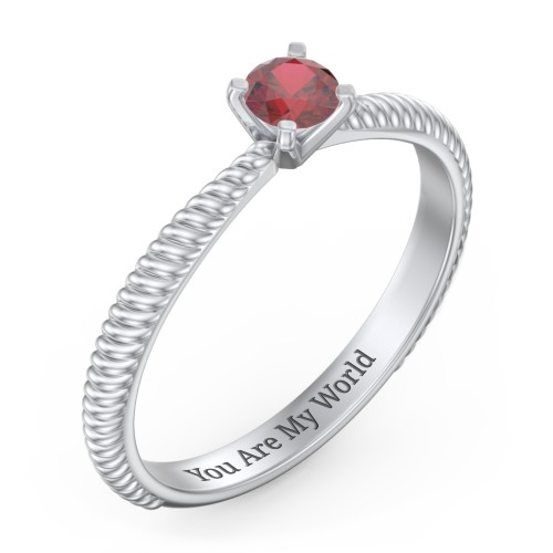 1/4 ct. Round Gemstone Engagement Ring with Twisted Rope Band