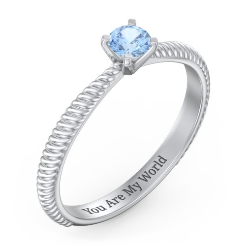1/4 ct. Round Gemstone Engagement Ring with Twisted Rope Band
