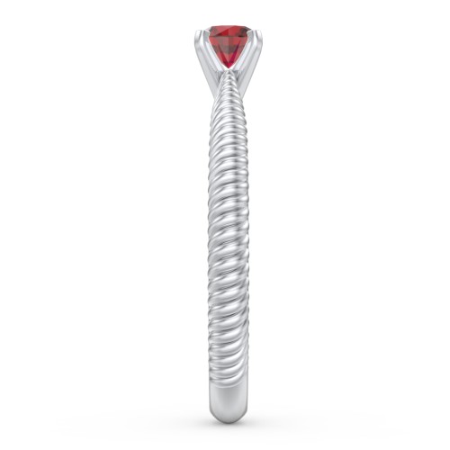1/4 ct. Round Gemstone Engagement Ring with Twisted Rope Band