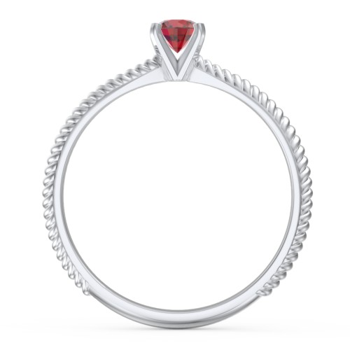 1/4 ct. Round Gemstone Engagement Ring with Twisted Rope Band