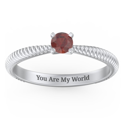 1/4 ct. Round Gemstone Engagement Ring with Twisted Rope Band