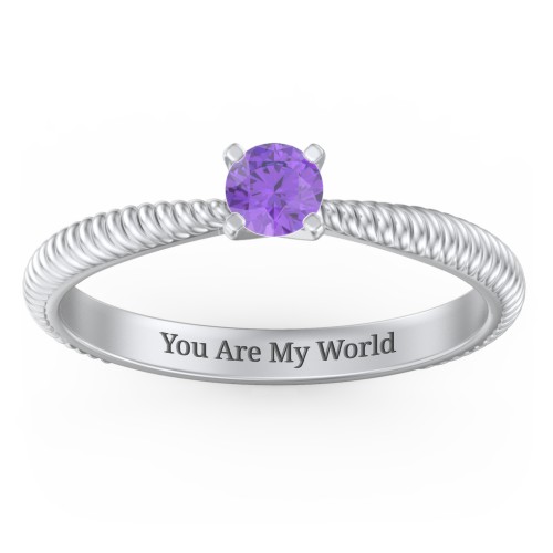 1/4 ct. Round Gemstone Engagement Ring with Twisted Rope Band