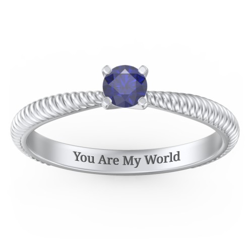 1/4 ct. Round Gemstone Engagement Ring with Twisted Rope Band