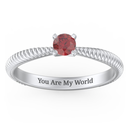 1/4 ct. Round Gemstone Engagement Ring with Twisted Rope Band