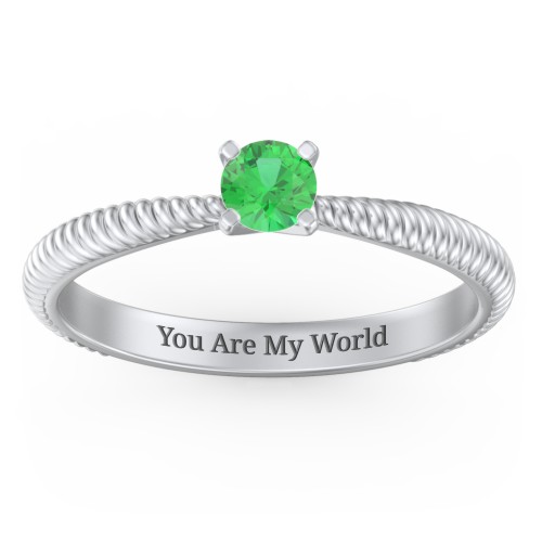 1/4 ct. Round Gemstone Engagement Ring with Twisted Rope Band