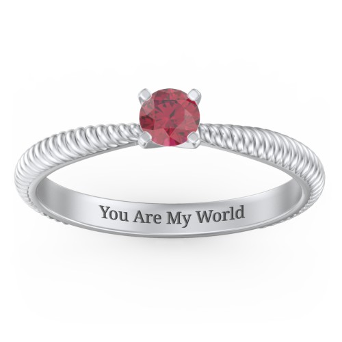 1/4 ct. Round Gemstone Engagement Ring with Twisted Rope Band
