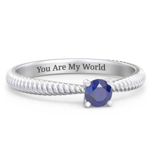 1/4 ct. Round Gemstone Engagement Ring with Twisted Rope Band