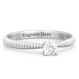 1/4 ct. Round Gemstone Engagement Ring with Twisted Rope Band in 925 Sterling Silver with Cubic Zirconia
