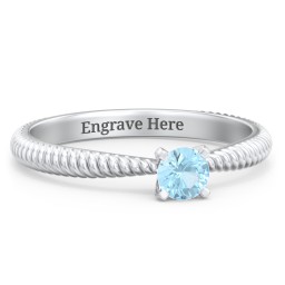 1/4 ct. Round Gemstone Engagement Ring with Twisted Rope Band in 925 Sterling Silver with Blue Topaz