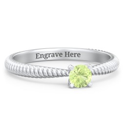 1/4 ct. Round Gemstone Engagement Ring with Twisted Rope Band in 925 Sterling Silver with Peridot