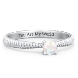 1/4 ct. Round Gemstone Engagement Ring with Twisted Rope Band in 925 Sterling Silver with Opal