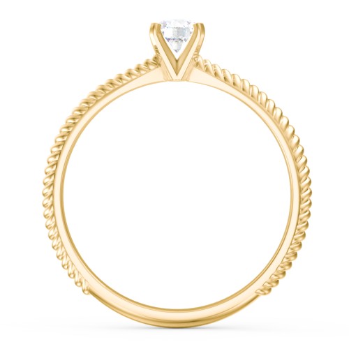1/4 ct. Round Gemstone Engagement Ring with Twisted Rope Band – 10K Yellow Gold with White Sapphire