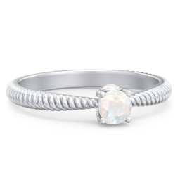 1/4 ct. Round Gemstone Peek-A-Boo Engagement Ring with Twisted Rope Band