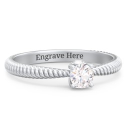 1/4 ct. Round Gemstone Peek-A-Boo Engagement Ring with Twisted Rope Band in 925 Sterling Silver with White Sapphire and Cubic Zirconia
