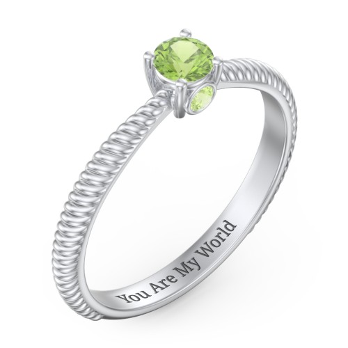1/4 ct. Round Gemstone Peek-A-Boo Engagement Ring with Twisted Rope Band
