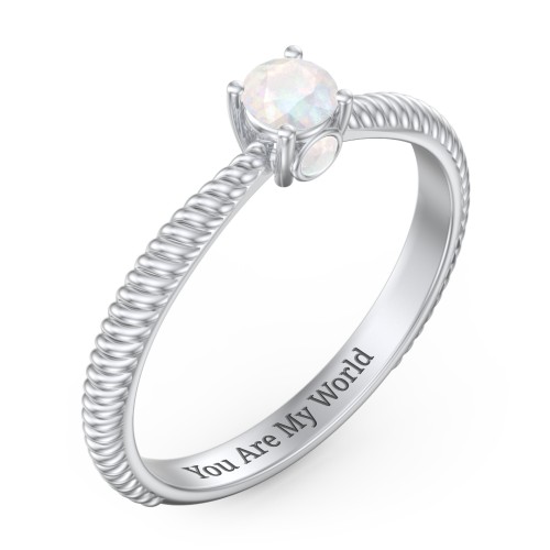 1/4 ct. Round Gemstone Peek-A-Boo Engagement Ring with Twisted Rope Band