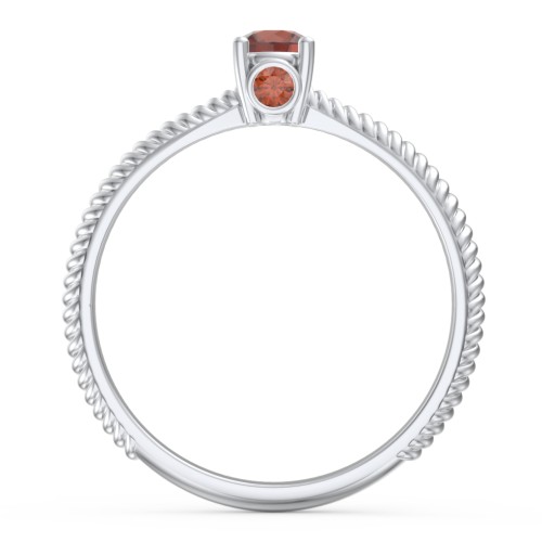 1/4 ct. Round Gemstone Peek-A-Boo Engagement Ring with Twisted Rope Band – Sterling Silver with Garnet