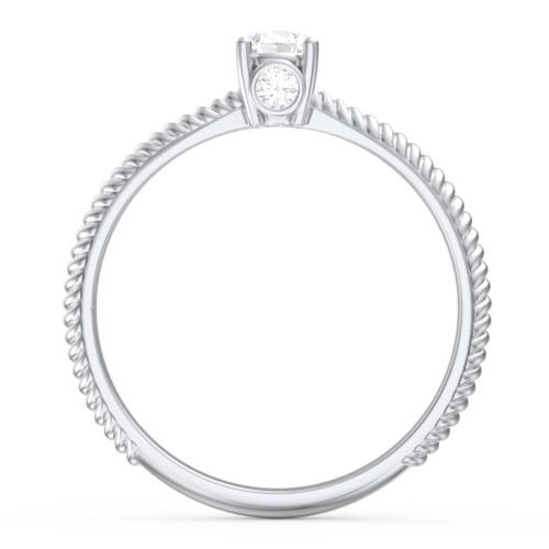 1/4 ct. Round Gemstone Peek-A-Boo Engagement Ring with Twisted Rope Band – Sterling Silver with White Sapphire and Cubic Zirconia