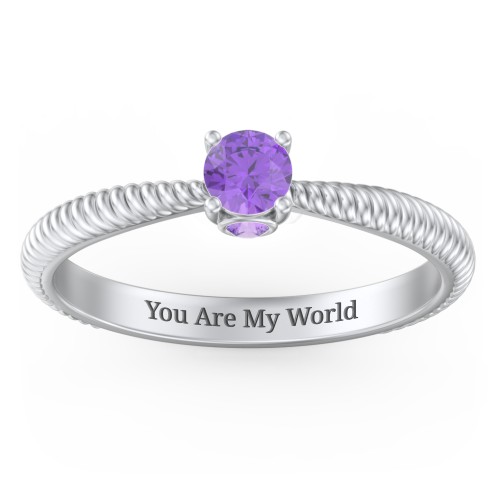 1/4 ct. Round Gemstone Peek-A-Boo Engagement Ring with Twisted Rope Band