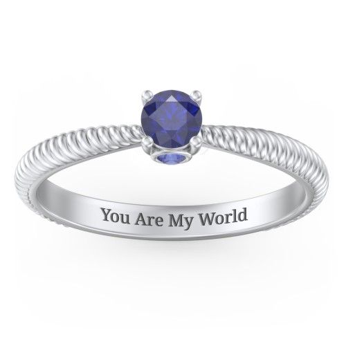 1/4 ct. Round Gemstone Peek-A-Boo Engagement Ring with Twisted Rope Band