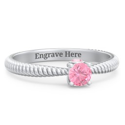 1/4 ct. Round Gemstone Peek-A-Boo Engagement Ring with Twisted Rope Band in 925 Sterling Silver with Pink Tourmaline