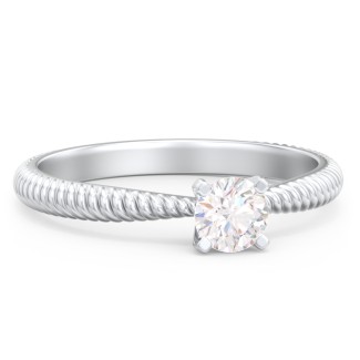 1/3 ct. Round Gemstone Engagement Ring with Twisted Rope Band