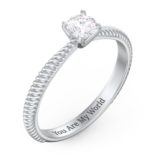 1/3 ct. Round Gemstone Engagement Ring with Twisted Rope Band