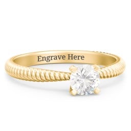 1/2 ct. Round Gemstone Engagement Ring with Twisted Rope Band