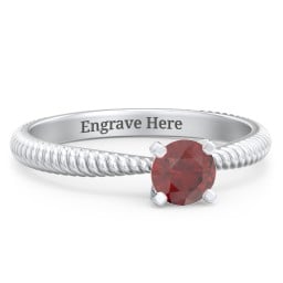 1/2 ct. Round Gemstone Engagement Ring with Twisted Rope Band