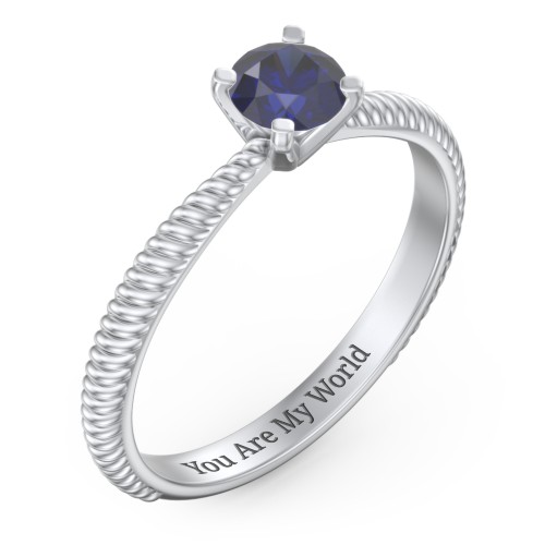 1/2 ct. Round Gemstone Engagement Ring with Twisted Rope Band