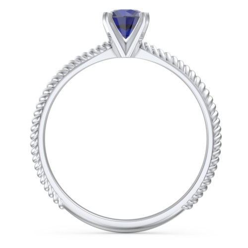 1/2 ct. Round Gemstone Engagement Ring with Twisted Rope Band