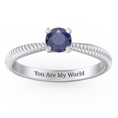 1/2 ct. Round Gemstone Engagement Ring with Twisted Rope Band