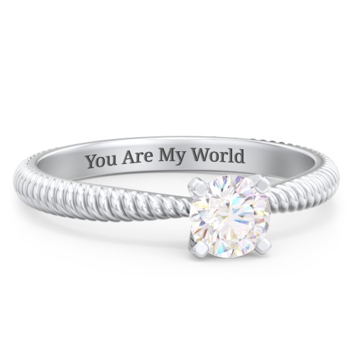 1/2 ct. Round Gemstone Engagement Ring with Twisted Rope Band