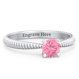1/2 ct. Round Gemstone Engagement Ring with Twisted Rope Band in 925 Sterling Silver with Pink Tourmaline