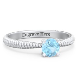 1/2 ct. Round Gemstone Engagement Ring with Twisted Rope Band in 925 Sterling Silver with Blue Topaz