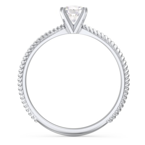 1/2 ct. Round Gemstone Engagement Ring with Twisted Rope Band – Sterling Silver with Cubic Zirconia