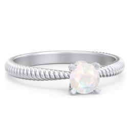 1/2 ct. Round Gemstone Peek-A-Boo Engagement Ring with Twisted Rope Band