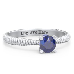 1/2 ct. Round Gemstone Peek-A-Boo Engagement Ring with Twisted Rope Band in 925 Sterling Silver with Blue Sapphire