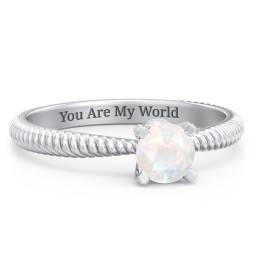 1/2 ct. Round Gemstone Peek-A-Boo Engagement Ring with Twisted Rope Band