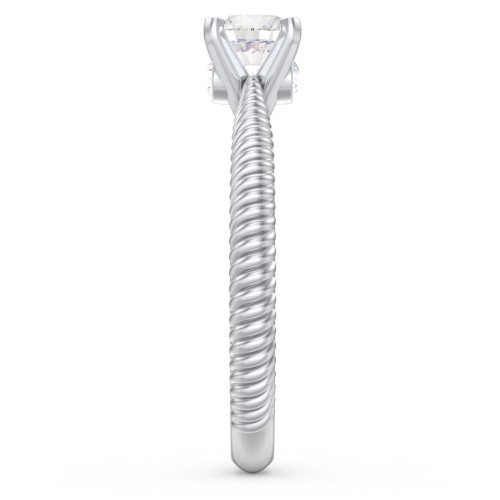 1/2 ct. Round Gemstone Peek-A-Boo Engagement Ring with Twisted Rope Band – Sterling Silver with Cubic Zirconia