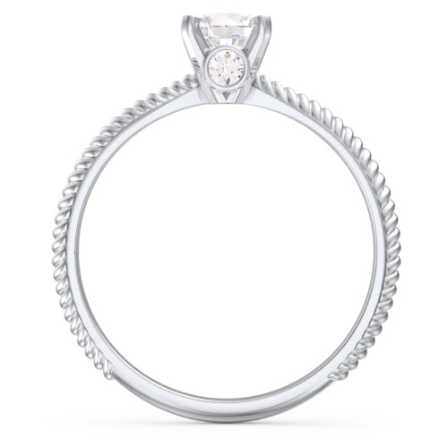 1/2 ct. Round Gemstone Peek-A-Boo Engagement Ring with Twisted Rope Band – Sterling Silver with Cubic Zirconia