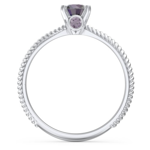 1/2 ct. Round Gemstone Peek-A-Boo Engagement Ring with Twisted Rope Band