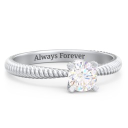 1/2 ct. Round Gemstone Peek-A-Boo Engagement Ring with Twisted Rope Band in 925 Sterling Silver with Diamond