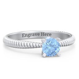 1/2 ct. Round Gemstone Peek-A-Boo Engagement Ring with Twisted Rope Band in 925 Sterling Silver with Blue Topaz