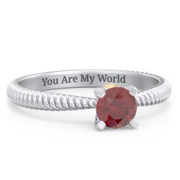 1/2 ct. Round Gemstone Peek-A-Boo Engagement Ring with Twisted Rope Band in 925 Sterling Silver with Garnet and Citrine