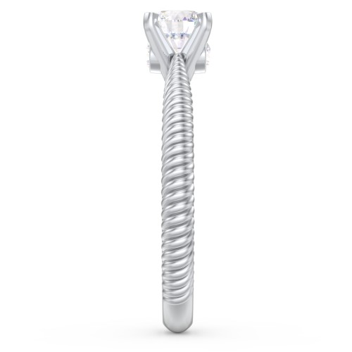1/2 ct. Round Gemstone Peek-A-Boo Engagement Ring with Twisted Rope Band – Sterling Silver with Diamond