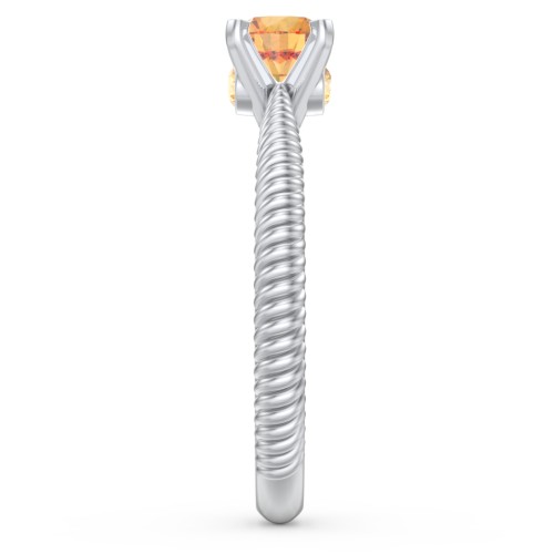 1/2 ct. Round Gemstone Peek-A-Boo Engagement Ring with Twisted Rope Band – Sterling Silver with Citrine