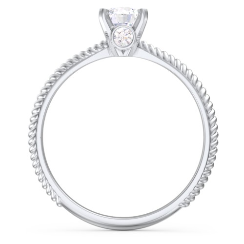 1/2 ct. Round Gemstone Peek-A-Boo Engagement Ring with Twisted Rope Band – Sterling Silver with Diamond