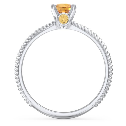 1/2 ct. Round Gemstone Peek-A-Boo Engagement Ring with Twisted Rope Band – Sterling Silver with Citrine